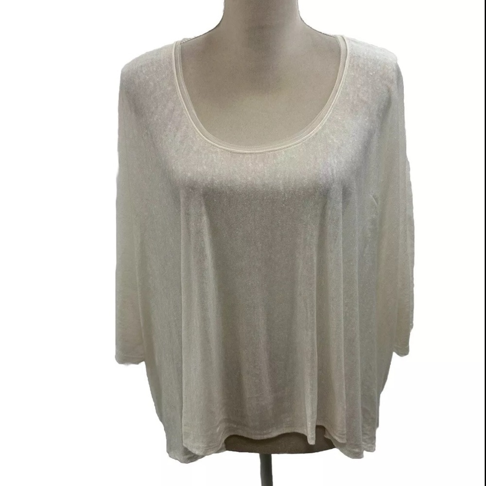 Theory Oversized Linen Blend Blouse SMALL Kimono Drape Sleeve Beach Boho